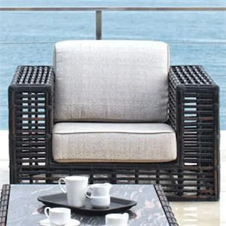Outdoor Synthetic Wicker & Aluminum Lounge Chair with Sunbrella Cushion Seat & Back